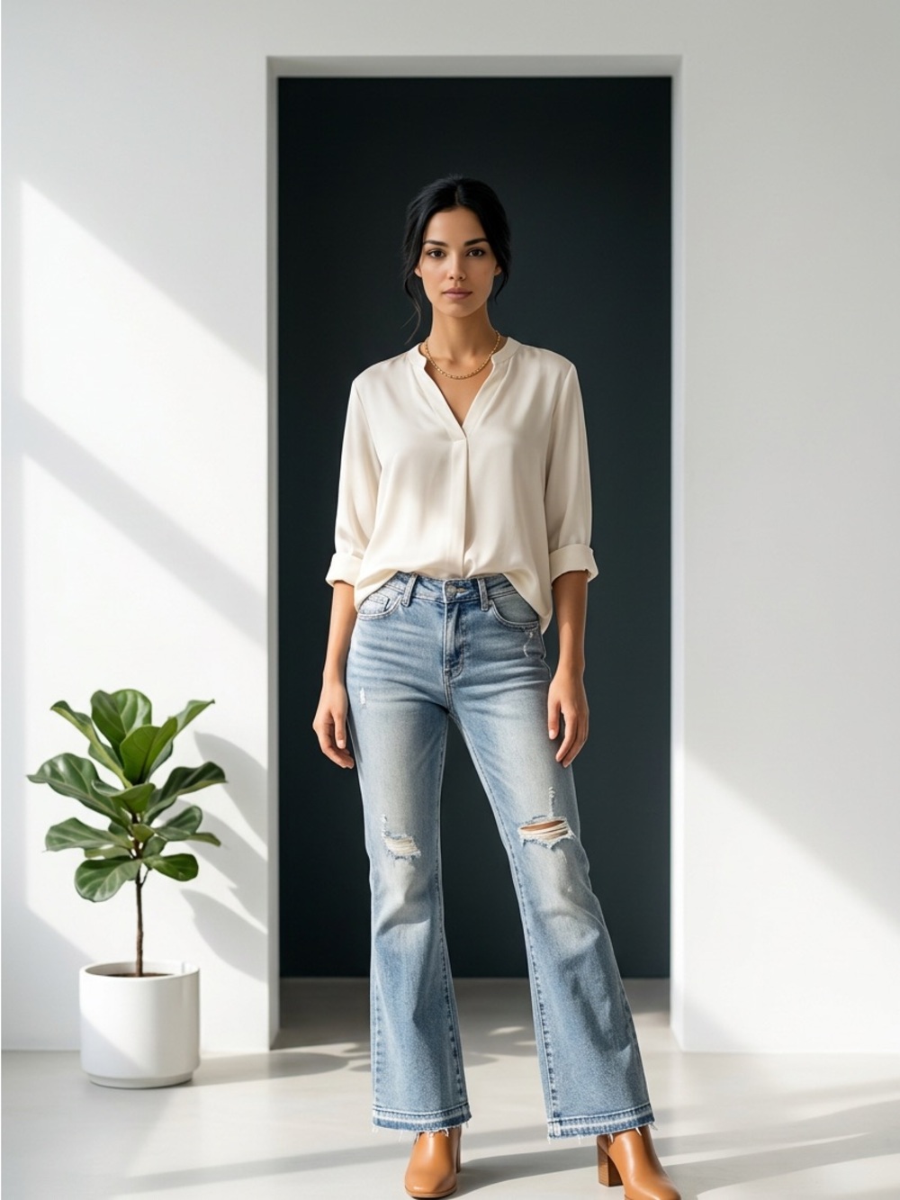 Judy Blue Light Blue Distressed Bootcut Jeans